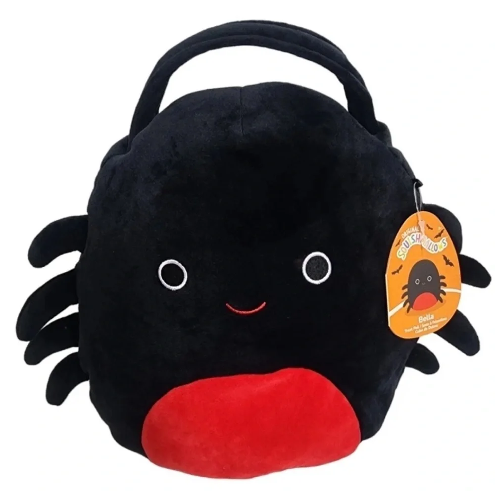 12” Bella Squishmallow Treat Pail Halloween Eight Legged Black Spider! NWT